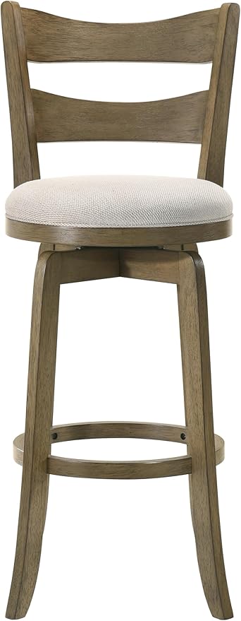 Armen Living Blair 26 in. Putty Brown Counter Height Rubberwood Swivel Barstool with Cream Fabric Seat - Set of 4