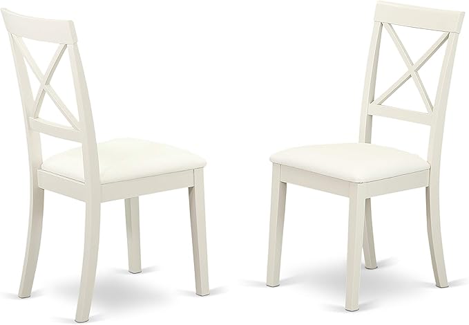 East West Furniture VABO9-LWH-LC 9 Piece Dining Set Includes an Oval Dining Room Table with Butterfly Leaf and 8 Faux Leather Upholstered Kitchen Chairs, 40x76 Inch, Linen White