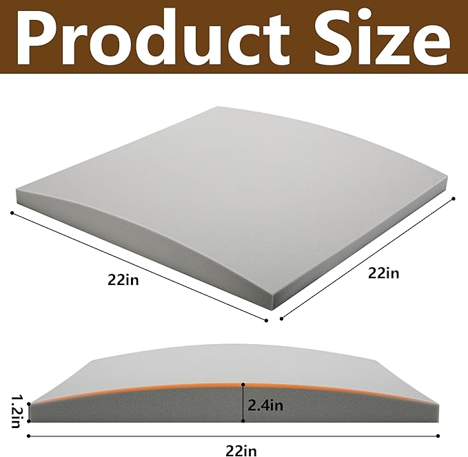 moonoom 22"x22" Couch Cushion Support, Grey Sofa Cushion Sagging Repair, Curved High Density Foam Replacement for Furniture Sagging Seat Sectional Loveseat Chair (3 Pcs)