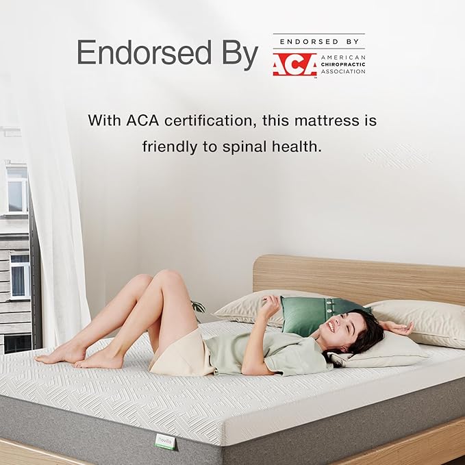 Novilla Twin XL Mattress, Cooling Gel Memory Foam Mattress 8 inch for Pressure Relief, Enhanced Support & Plush Comfort, Grey & White