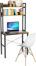 Aquzee 31 Inch Desk Hutch, Teen Desk with Shelves, Study Desks with Storage, Computer Desks for Small Spaces, Kids, Student, Space Saving, Easy Assemble, Rustic Brown