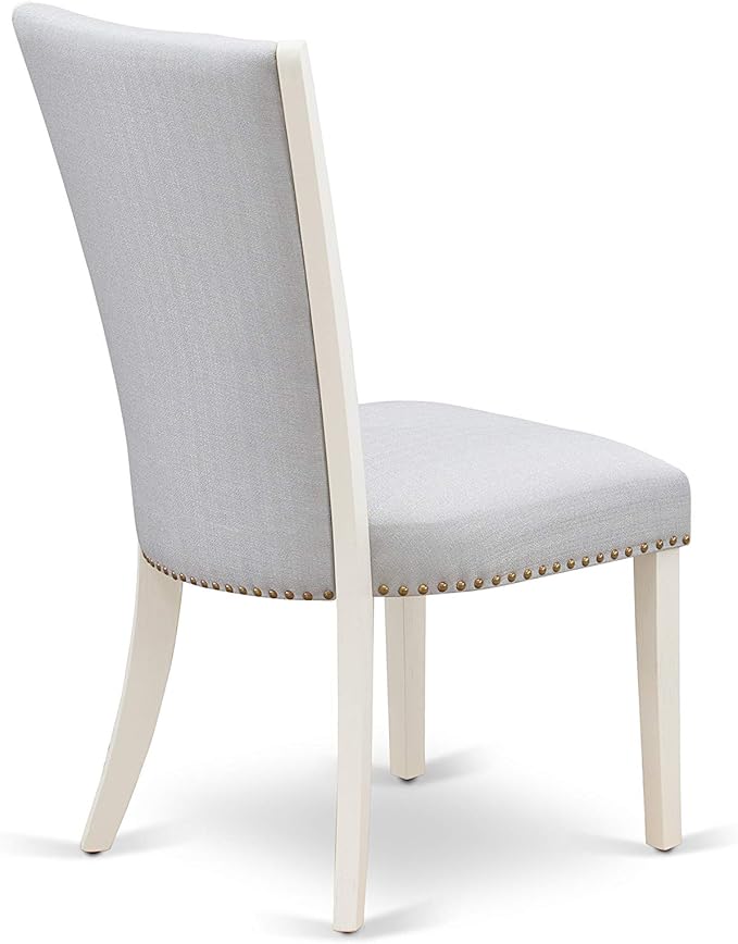 East West Furniture X077VE005-7 7 Piece Dining Table Set Consist of a Rectangle Dining Room Table with X-Legs and 6 Grey Linen Fabric Parsons Chairs, 40x72 Inch, Multi-Color