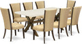 East West Furniture X727VE703-9 9 Piece Kitchen Table Set Includes a Rectangle Dining Table with X-Legs and 8 Brown Linen Fabric Parson Dining Room Chairs, 40x72 Inch, Multi-Color