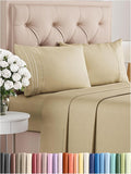 Cal King Size 4 Piece Sheet Set - Comfy Breathable & Cooling Bed Sheets Set - Hotel Luxury Bedding for Women, Men, Kids, Teens, Boys & Girls - Deep Pockets, Ultra-Soft, Wrinkle Free - Oeko-Tex - Beige