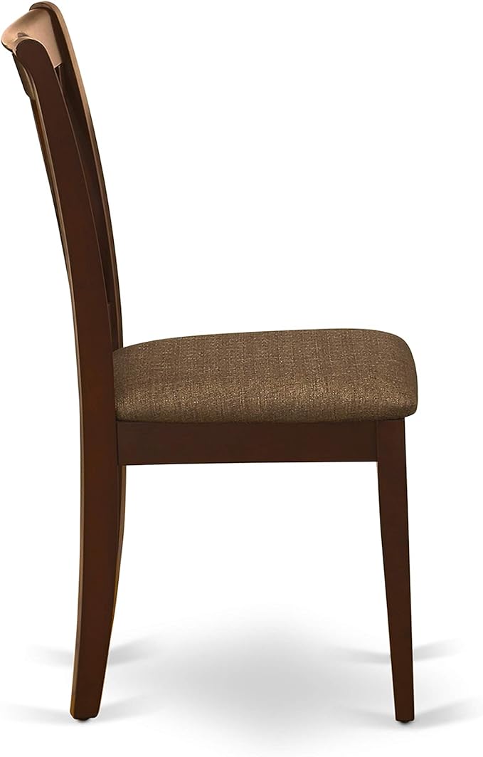 East West Furniture DUCL6-MAH-C 6 Piece Kitchen Table & Chairs Set Contains a Rectangle Dining Room Table and 4 Linen Fabric Dining Chairs with a Bench, 36x60 Inch, Mahogany