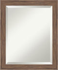 Amanti Art Brown Wall Mirror 23x19 Pia Medium Brown Narrow Rectangle Bathroom Mirror for Wall Decor Living Room, Small Casual Frame, Hangs Horizonally and Vertically, Bathroom Decor, Beveled Edge