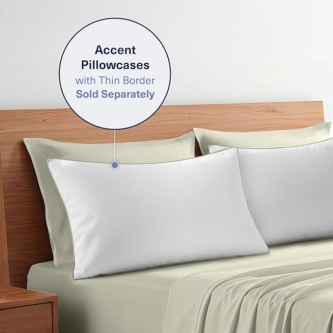 Kickoff Viscose Bamboo Sheets King Size 4-pc 100% Organic Bamboo Viscose Bed Cooling Sheets King Size Set Cool Bedding for hot Sleepers Sheet, Flat, Fitted, Pillowcases (Soft Sage,K)
