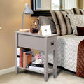 Gery Chairside Narrow End Table, Solid Recliner Side Table with Drawer, Slim Nightstand Bedside Table for Living Room Bedroom