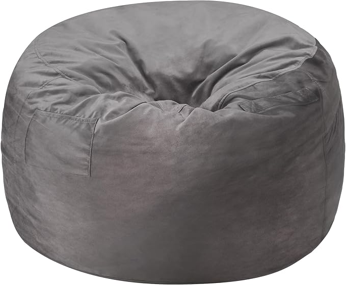 Homguava 3FT Bean Bag Chair: 3' Bean Bags with Memory Foam Filled, Large Beanbag Chairs Soft Sofa with Dutch Velvet Cover-Grey