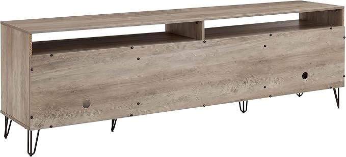 Manhattan Comfort Dumbo Mid Century Modern TV Stand for Televisions up to 80 Inches, Home Entertainment Center with Storage, 6 Shelves, 2 Drawers, No Tool Assembly, 85" Wide, Rustic Grey