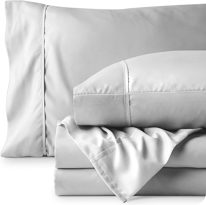 Bare Home Twin Sheet Set - 1800 Ultra-Soft Microfiber Bed Sheets - Double Brushed - Deep Pockets - Easy Fit - Extra Soft - 3 Piece Set - Bedding Sheets & Pillowcases (Twin, Cloud Grey)
