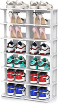 ZOINLIY Stackable Shoe Organizer for Closet, Small Shoe Rack for Entryway, Bedroom, Dorm Rooms, Free Standing Shoe Shelf, Plastic Shoe Cubby for Small Space, Grey Space Saver Shoe Holder