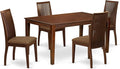 East West Furniture CAIP5-MAH-C 5 Piece Kitchen Table & Chairs Set Includes a Rectangle Dining Table and 4 Linen Fabric Dining Room Chairs, 36x60 Inch, Mahogany