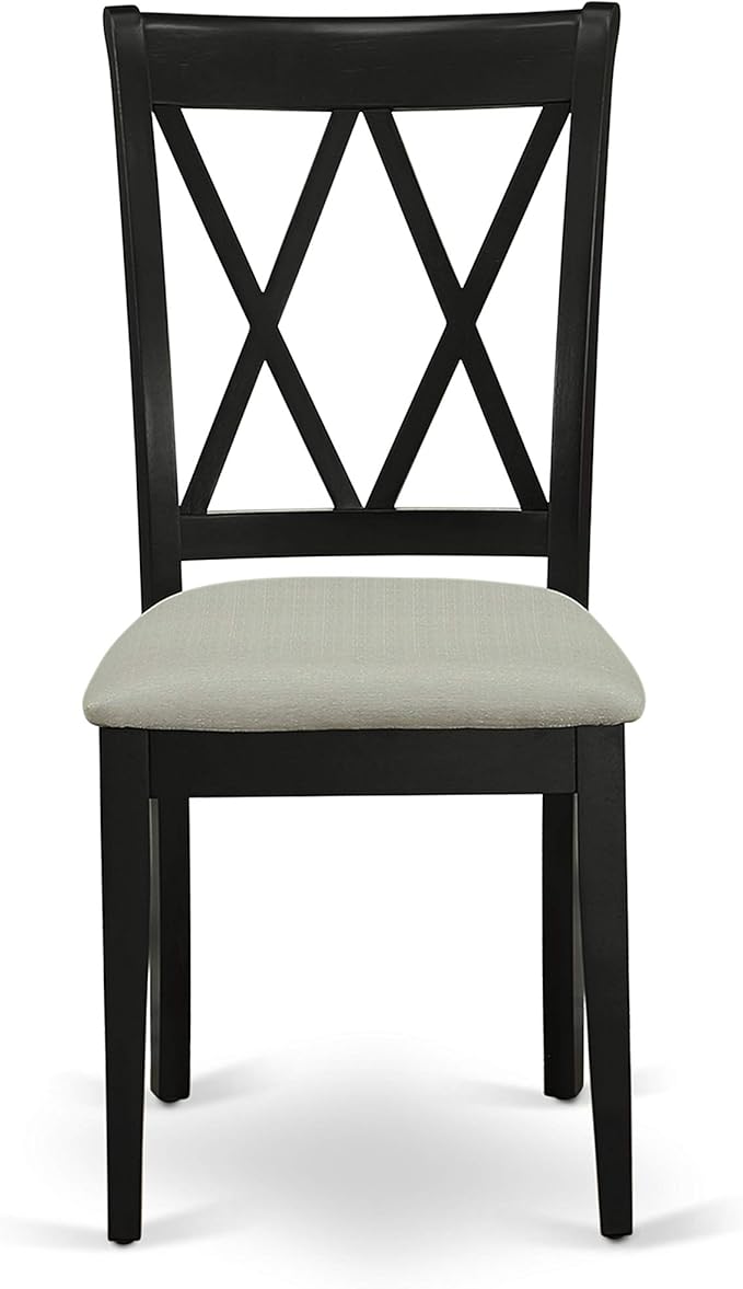 East West Furniture LGCL5-BLK-C 5 Piece Dining Table Set for 4 Includes a Rectangle Kitchen Table with Butterfly Leaf and 4 Linen Fabric Dining Room Chairs, 42x84 Inch, Black
