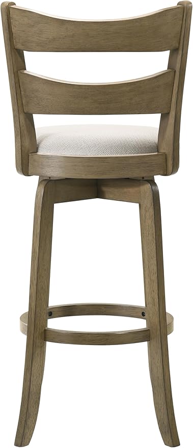 Armen Living Blair 26 in. Putty Brown Counter Height Rubberwood Swivel Barstool with Cream Fabric Seat - Set of 3