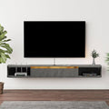 Floating TV Stand, 79'' Wall Mounted Entertainment Center TV Media Console, Floating Shelves with Door, Floating TV Cabinet Large Storage TV Bench for Living Room (Dark Grey, 78.74IN)