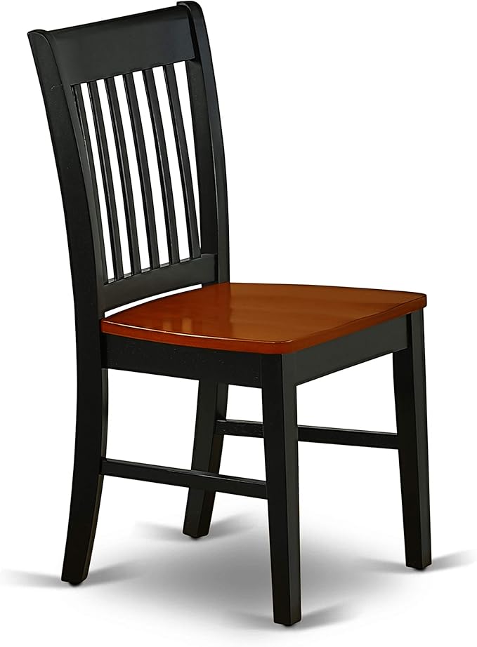 East West Furniture DLNO3-BCH-W 3 Piece Dining Room Table Set Contains a Round Dining Table with Dropleaf and 2 Wood Seat Chairs, 42x42 Inch, Black & Cherry