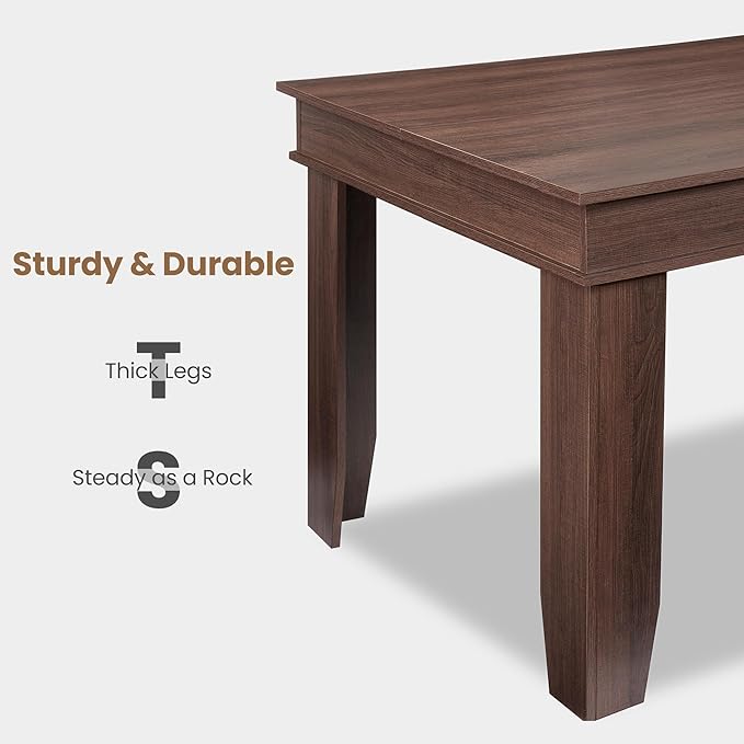 GarveeHome Farmhouse Dining Table for 6-8 People, 71" Long Brown Kitchen Tables with Wooden Sturdy Frame, 6 Ft Large Rectangular Dinner Table for Living Room, Kitchen, Dining Room