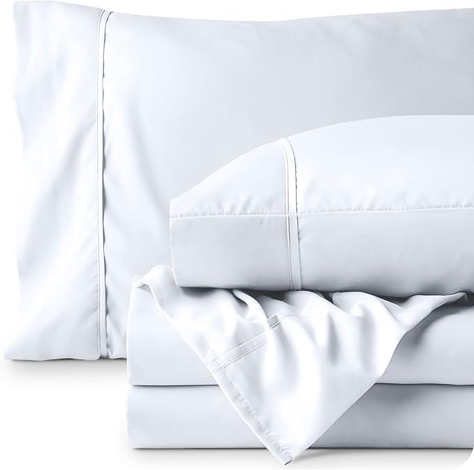 Bare Home California King Sheet Set - 1800 Ultra-Soft Microfiber Cal King Bed Sheets - Double Brushed - Deep Pockets - Easy Fit - 4 Piece Set - Bed Sheets (California King, White)