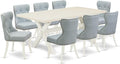 East West Furniture X027SI215-9 9 Piece Dining Table Set Includes a Rectangle Dining Room Table with X-Legs and 8 Baby Blue Linen Fabric Upholstered Chairs, 40x72 Inch, Multi-Color