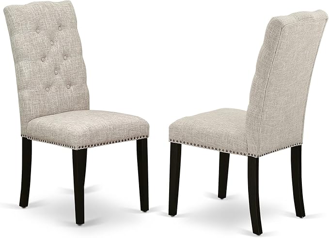 X07EL-BC6-35 - 10-Pc Kitchen Table Set a Rectangular Dining Table with a coffee Table wooden Bench & 7 Doeskin Linen Fabric Dining Chair, 39x120 Inch, Wire Brushed Black