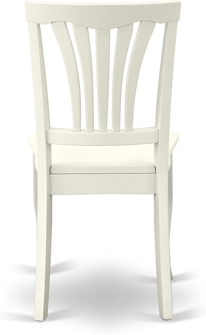 East West Furniture HLAV5-LWH-W 5 Piece Kitchen Table Set for 4 Includes a Round Dining Room Table with Pedestal and 4 Solid Wood Seat Chairs, 42x42 Inch, Linen White