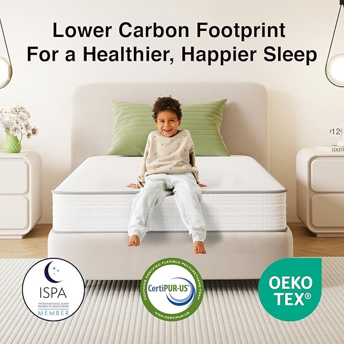 Novilla Queen Mattress, 8 Inch Queen Size Mattresses in a Box with Smarts™ Coil for Pressure Relief, Medium Firm Foam and Spring Hybrid Colchones with CertiPUR-US Certified for Kids