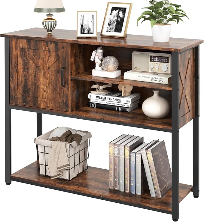 41" Console Table with Storage Shelf, Entryway Table with Storage, Behind Couch Table, Sofa Table for Entryway, Hallway, Living Room, Foyer, Kitchen, Rustic Brown