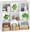 Sweetcrispy 9 Cube Storage Organizer - Open Cube Bookshelf with 5 Removable Back Panels, Display Storage Bookcase for Living Room, Bedroom, Entrance Hall, Home Office，36" L×11.6" W×36" H, White