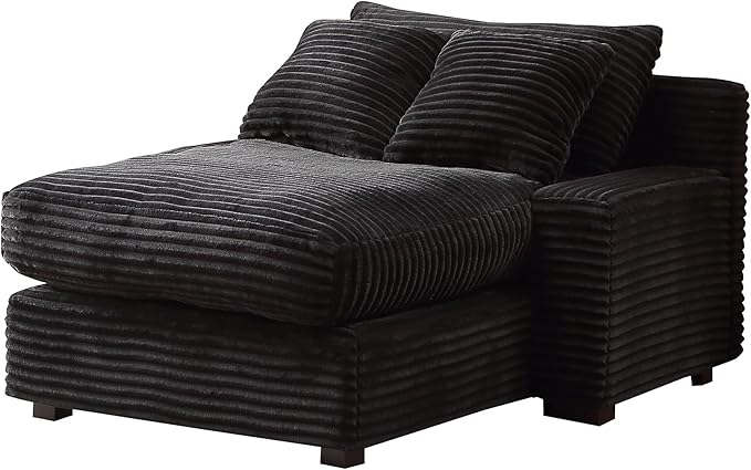 48.8" W Oversized Chaise Daybed Lounge Sleeper Chair Bed for Living Room Reading Bedroom, Indoor Cloud Chaise Sofabed Plush Corduroy Upholstered Sleeper Couch W/3 Pillows for Home/Apartment