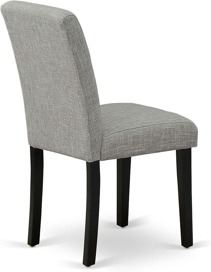 East West Furniture LGAB9-BLK-06 9 Piece Dining Room Furniture Set Includes a Rectangle Wooden Table with Butterfly Leaf and 8 Shitake Linen Fabric Parson Chairs, 42x84 Inch, Black
