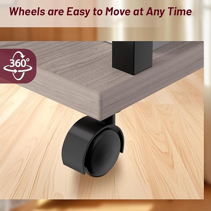Side Table Set of 2,Side Table with Charging Station and Drawer, Narrow End Table with USB Ports and Outlets for Small Space, Living Room, Bedroom and Office, with 4 Wheels