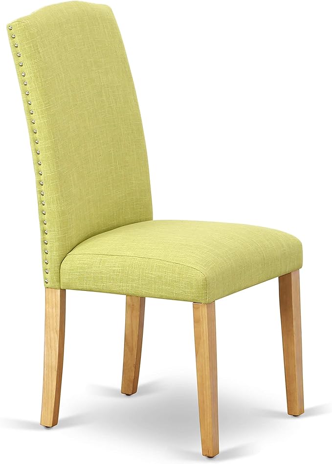 East West Furniture NDEN5-OAK-07 5 Piece Dining Room Furniture Set Includes a Rectangle Dining Table with Dropleaf and 4 Limelight Linen Fabric Upholstered Chairs, 30x48 Inch, Oak