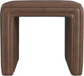 HomePop Modern Channel Tufted Faux Leather Ottoman Home Décor|Ottoman for Living Room & Bedroom - Brown Faux Leather