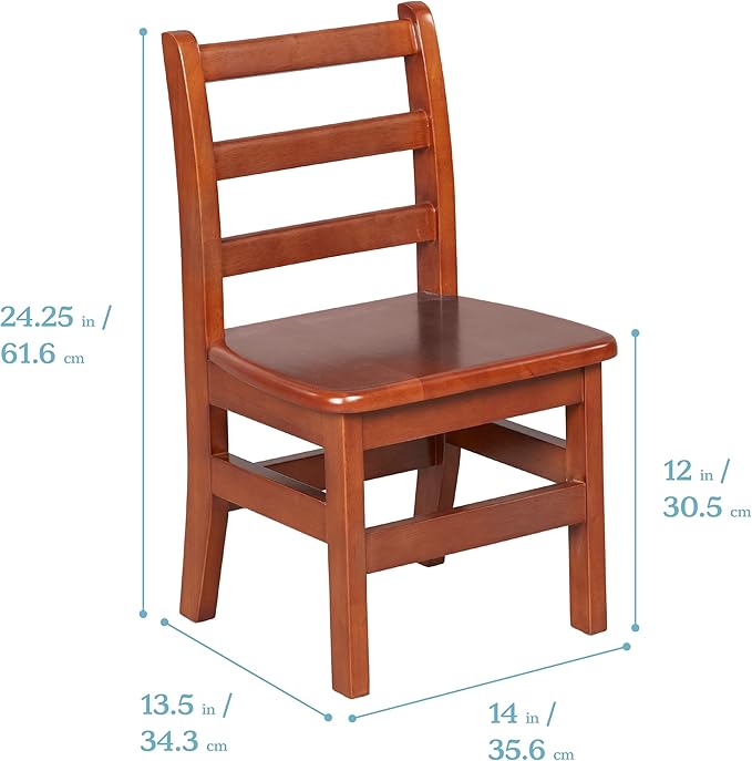 ECR4Kids 24in x 48in Rectangular Hardwood Table and Chair Set, 12in Seat Height, Kids Furniture, Dark Walnut