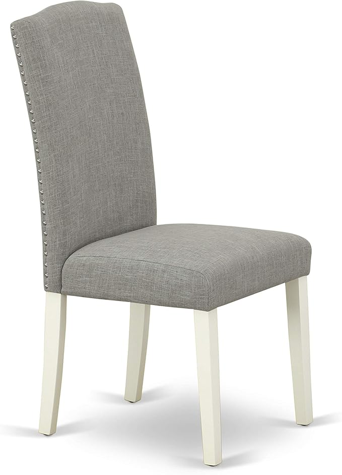 East West Furniture X027EN206-5 5 Piece Dining Table Set for 4 Includes a Rectangle Kitchen Table with X-Legs and 4 Dark Shitake Linen Fabric Parsons Dining Chairs, 40x72 Inch, Multi-Color