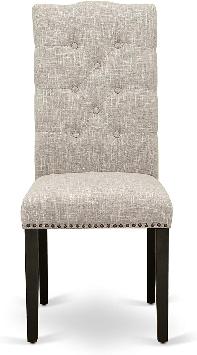 East West Furniture X677EL635-5 5 Piece Kitchen Table & Chairs Set Includes a Rectangle Dining Room Table with X-Legs and 4 Doeskin Linen Fabric Parsons Chairs, 40x72 Inch, Multi-Color