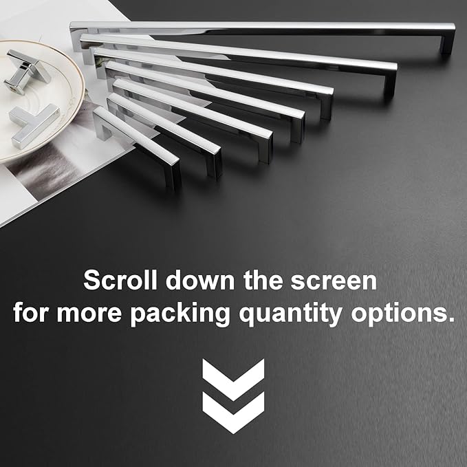 KOOFIZO Solid Square Bar Cabinet Handle - Chrome Furniture Pull, 3.8 Inch/96mm Screwhole Distance, 10-Pack for Kitchen Cupboard Door, Bedroom Dresser Drawer, Bathroom Wardrobe Hardware
