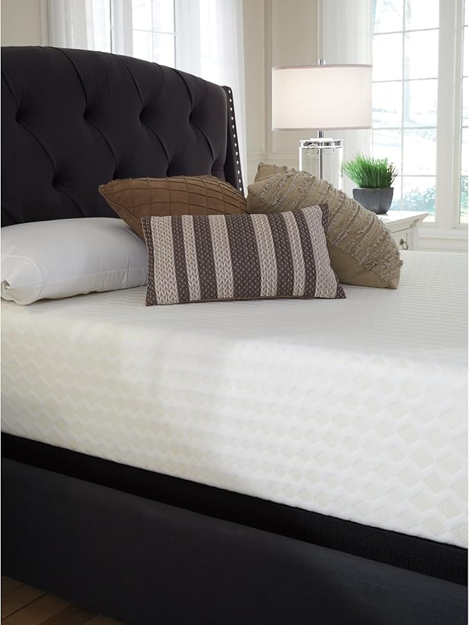 Signature Design by Ashley Full Size Chime 12 Inch Medium Firm Memory Foam Mattress with Green Tea & Charcoal Gel for Pressure Relief, Fiberglass Free, Mattress In A Box