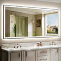 84x40 Inch LED Bathroom Mirror with Lights (Front Lit and Backlit) Black Framed Lighted Vanity Mirror for Bathroom Wall Dimmable Anti-Fog Memory Tempered Glass Horizontal/Vertical
