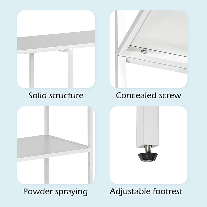 HDANI 39.4 Inch Metal Console Table with 3 Tier Strage Shelves,Narrow Entryway Table,Modern Sofa Tables for Entryway, Living Room,Bedroom,White