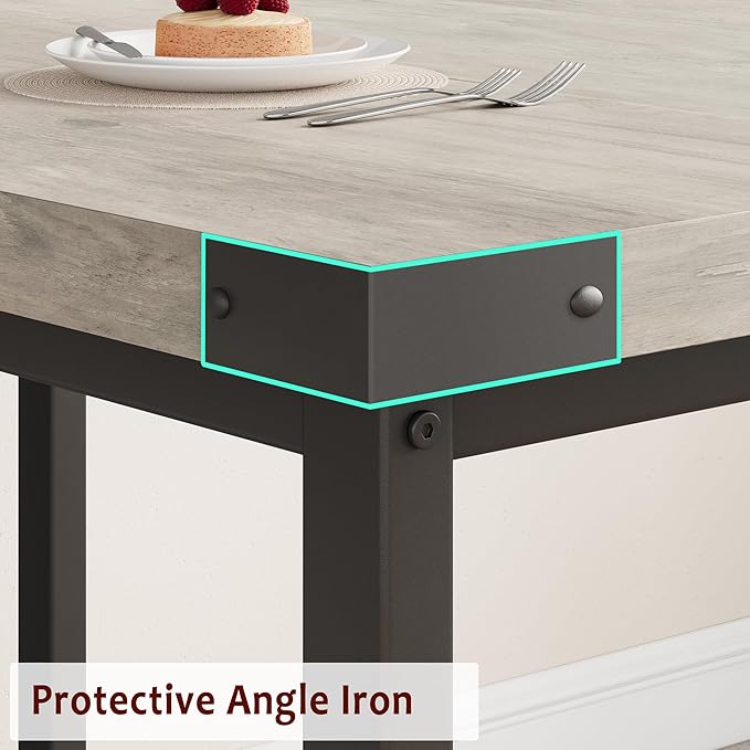 3-Piece Dining Table Set for 4-6 People, Extendable Kitchen Table Set with 2 Upholstered Benches, Dining Room Table Set for Apartment, Kitchen, Living Room, Gray