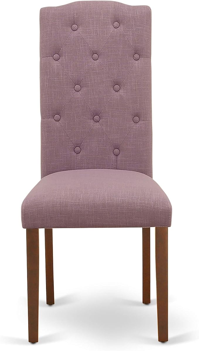 East West Furniture NOCE3-MAH-10 3 Piece Small Dinette Set Contains a Rectangle Butterfly Leaf Dining Table and 2 Dahlia Linen Fabric Upholstered Chairs, 32x54 Inch, Mahogany