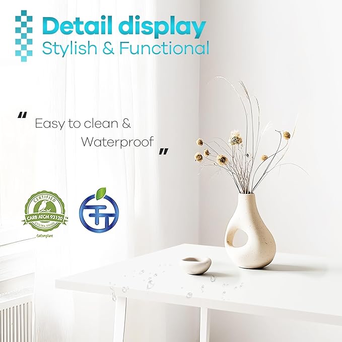 Kaboon 45.67"x23.62" White Table Top, Solid One-Piece Desktop, Reversible Melamine Countertop, Double Desks, L-Desk DIY