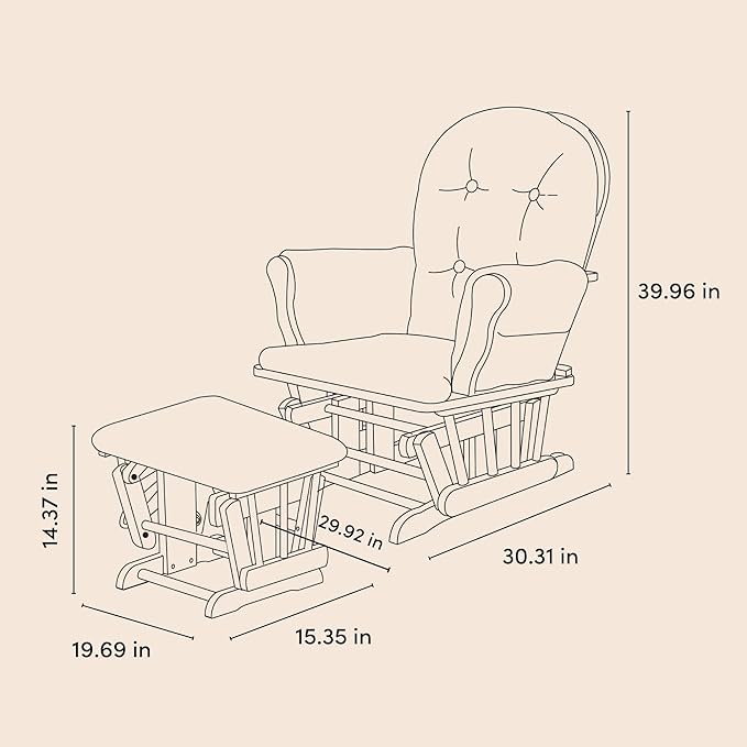 Storkcraft Premium Hoop Glider & Ottoman (Natural/Pink) — GREENGUARD Gold Certified Nursery Glider, Solid Wood Craftsmanship, Smooth-Gliding Nursery Chair and Ottoman, Award-Winning