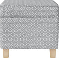 HomePop Home Decor | K7342-A873 | Classic Square Storage Ottoman with Lift Off Lid | Ottoman with Storage for Living Room & Bedroom, Light Grey Print, Large