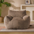 Giant Plush Bean Bag Chair for Adults with Armrests - Oversized Comfy Khaki Beanbag Lounge Lazy Floor Sofa Chair for Living Room, Bedroom & Dorm, Cozy Fluffy Single Cloud Mini Couch