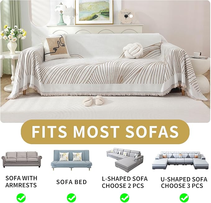 Non Slip Sofa Covers Couch Covers for 2 Cushion Couch Sofa Pet Friendly Washable Couch Covers for Sofa, Soft Thick Sectional Couch Covers L Shape Furniture Protector for Kids, Dogs 71" X102"