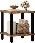 Large End Table Square Side Table Modern Sofa Table 20 Inch Industrial Coffee Table NightStand with 2-Tier Storage Shelf for Living Room Bedroom Rustic Brown MLBZ06R