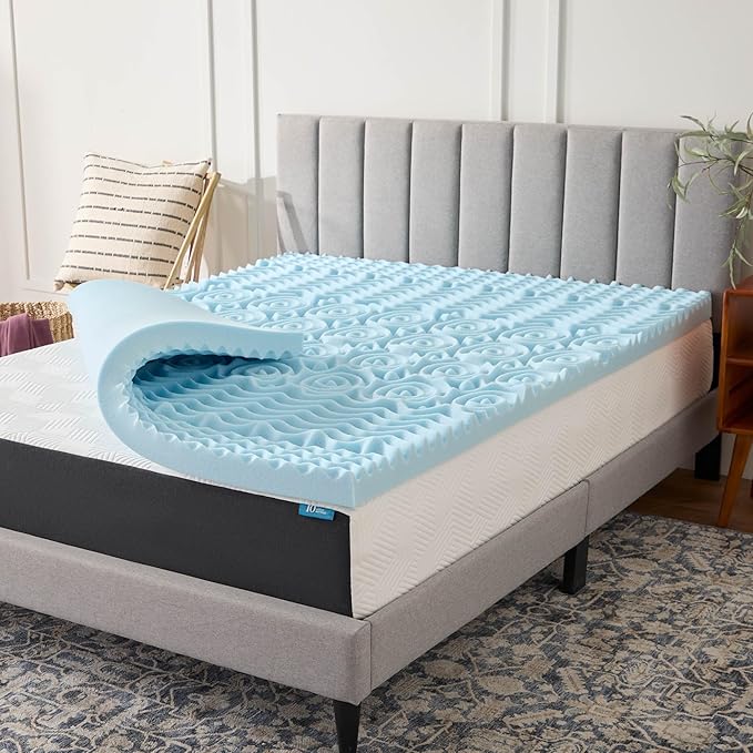 LUCID Gel Infused Memory Foam Mattress Topper – 3 Inch Mattress Topper – 5 Comfort Zones Relieve Pressure – CertiPUR-US Certified Foam - Full